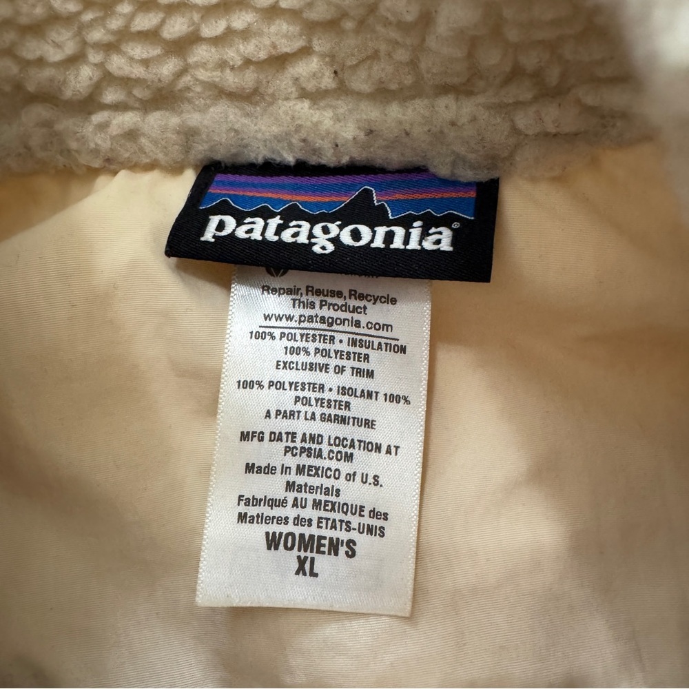 Patagonia XL Classic Retro X Cream Fleece Full Zip Vest - Picture 7 of 7